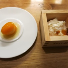 Kumquat caramellato e riso con saké e riduzione al bergamotto